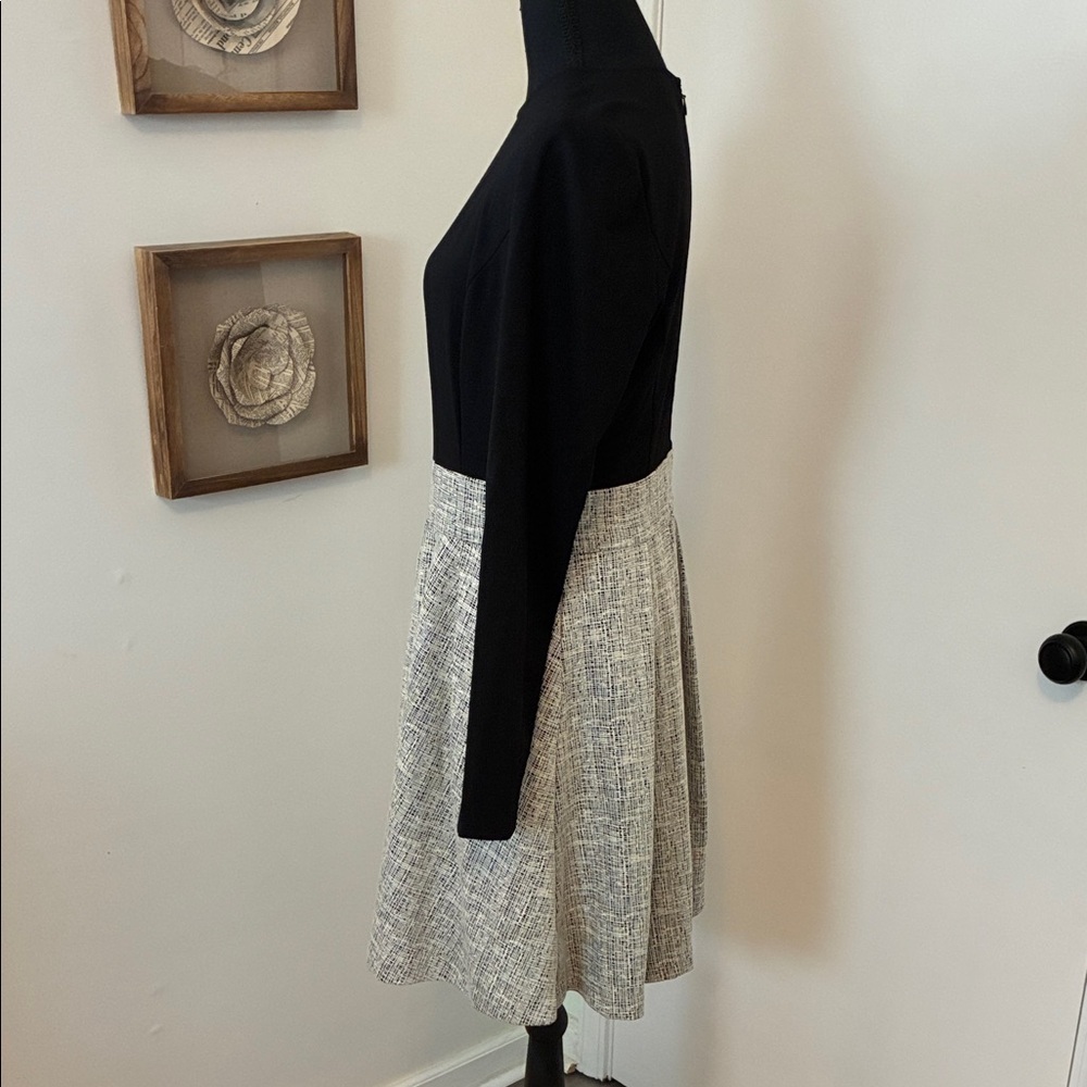 Lauren Ralph Lauren Black and Cream A-Line Long Sleeve Dress - Picture 4 of 6